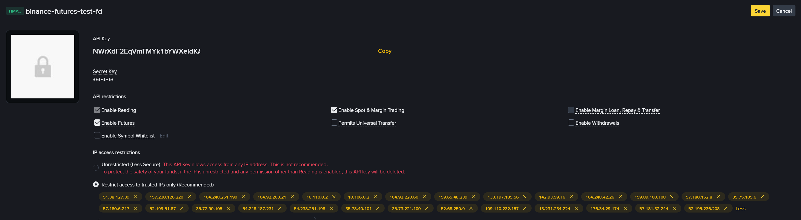 Binance API Settings