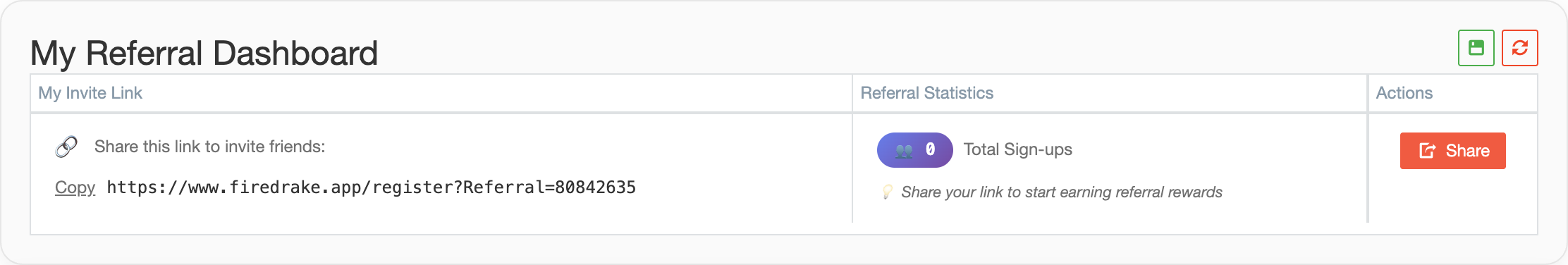 Referral Dashboard
