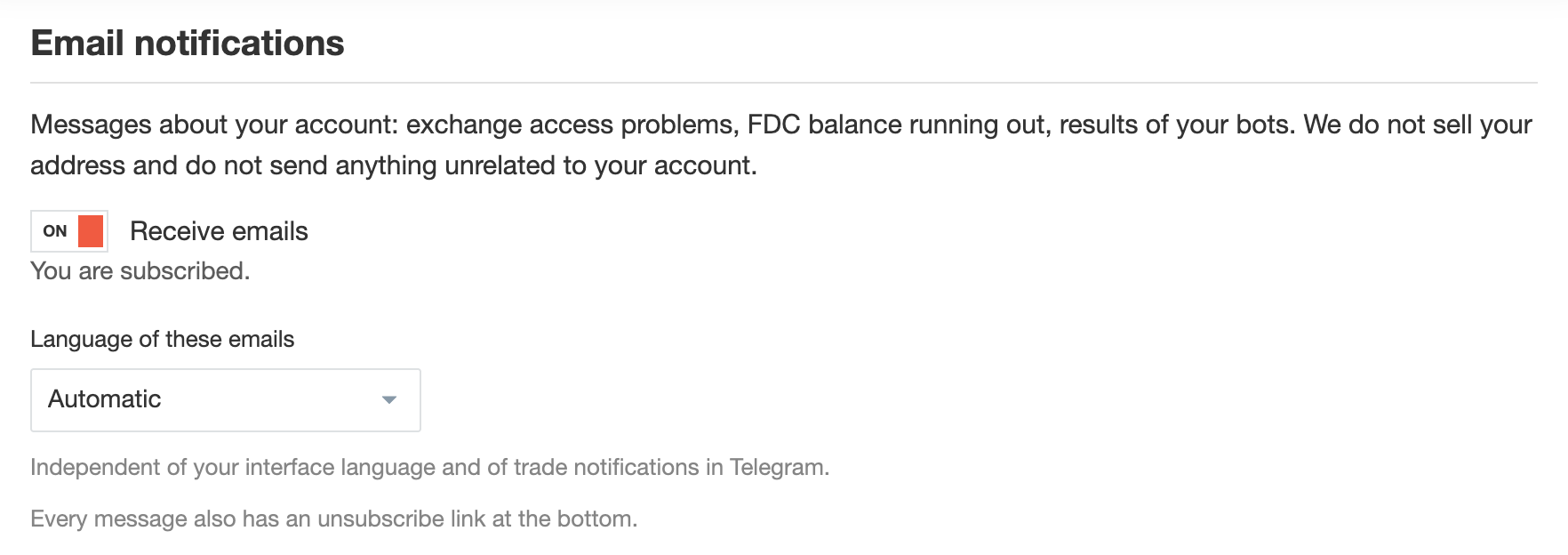 Email notifications