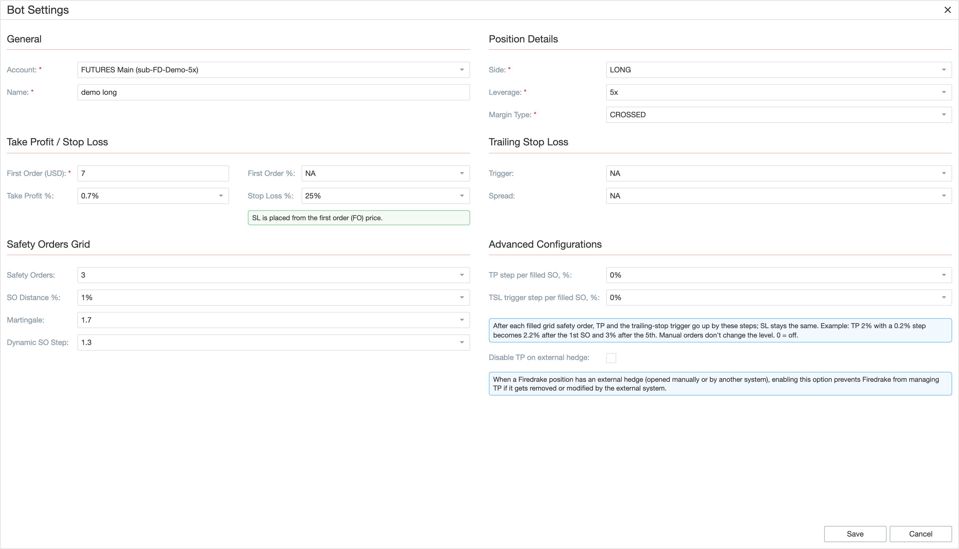 Editing Futures Bot Settings