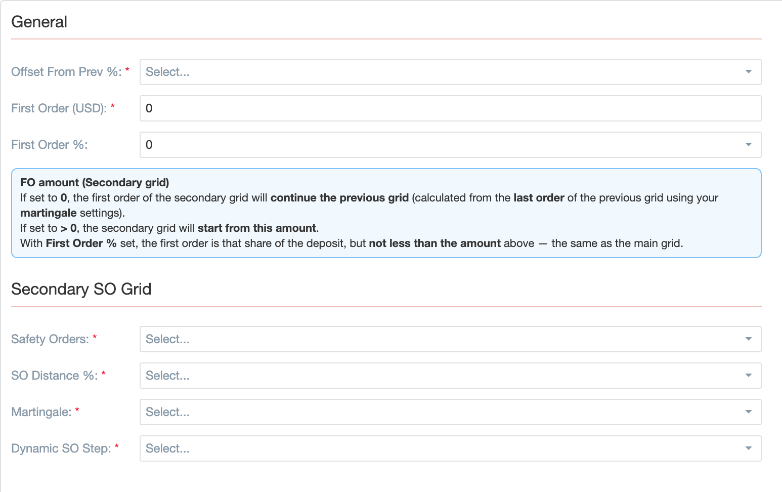 Secondary SO Grid in Bot Settings