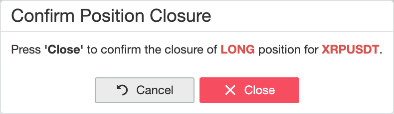 Close position confirmation in Futures Terminal