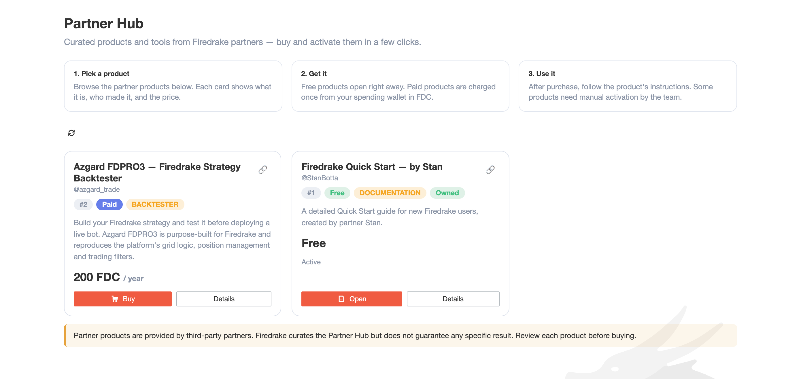 Partner Hub product list