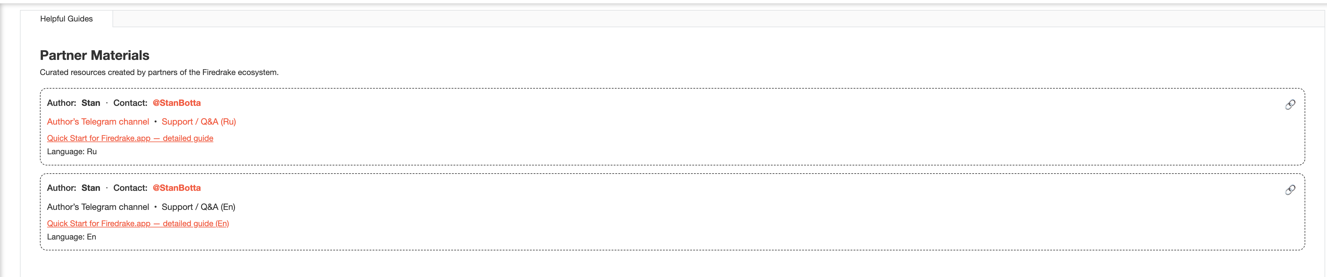 Partner Hub materials list