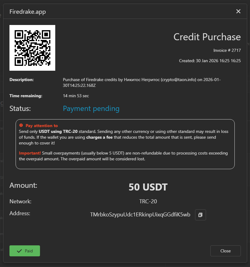 Spending Wallet Invoice