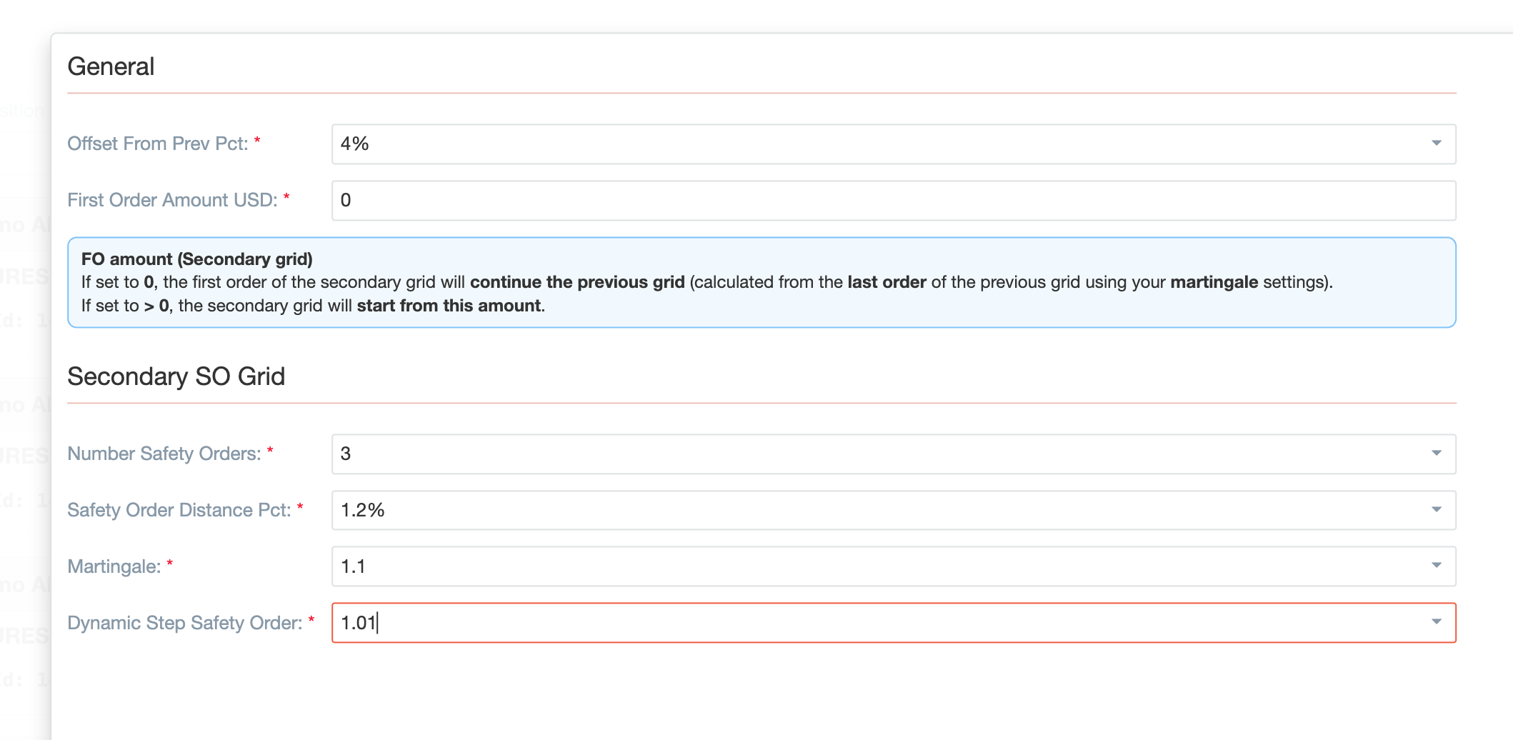 Secondary SO Grid in Bot Settings