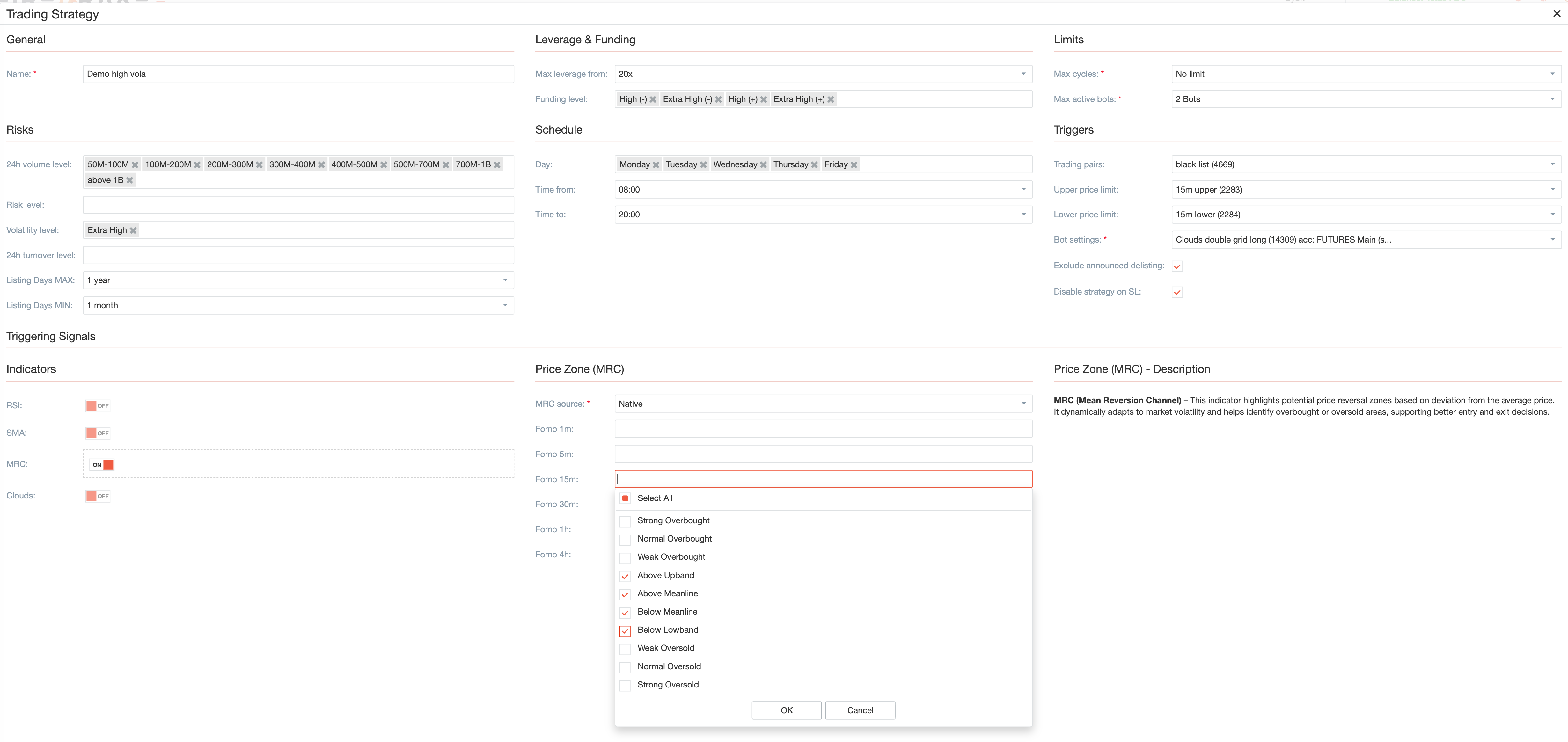 Editing strategy signal groups